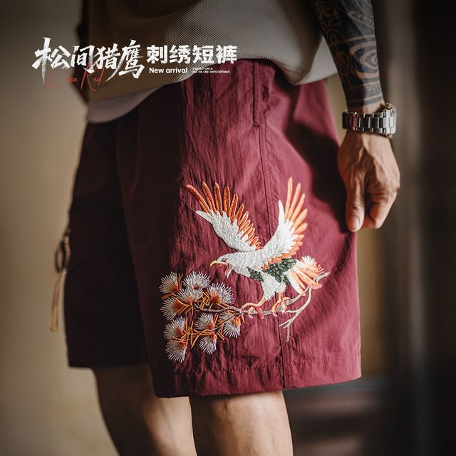 马登 男士工装刺绣短裤 五分裤