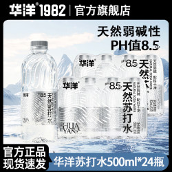华洋 苏打水无气500ml*3瓶整箱弱碱性水夏季饮品 苏打水500ml*24瓶