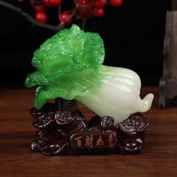 米良品 创意仿玉白菜招财如意摆件