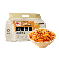 阿宽 超值4+1红油麻辣面皮五连包525g*1提速食宽面皮干拌面免煮