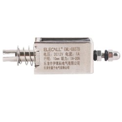 伊莱科 EML-0837B 直流推拉式电磁铁 20N推力 10mm长行程 12 24V 姜黄色