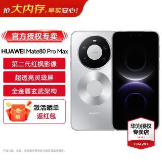 华为 Mate80 Pro Max HUAWEI旗舰鸿蒙智能手机 极地银 16GB+512GB 官方标配