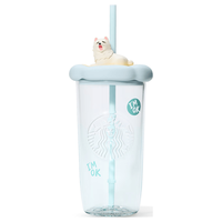 星巴克 爪爪天地系列 爪爪造型底玻璃吸管杯 500ml