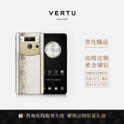 VERTU 威图纬图官方奢品手机白陶白色-纹镶钻边框款喜马拉雅鳄鱼皮 12+512GB