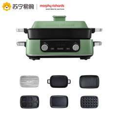 摩飞 多功能锅二代分体电火锅家用烤肉涮煎蒸煮电热锅大容量升级触屏预约调时网红料理锅MR909