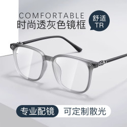 CHASM 复古全框眼镜框近视眼镜男超轻女配商务眼镜近视散光可配度数 7267渐变灰 凯米1.67-U6镜片（配0-800度）
