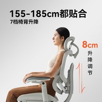 西昊 C300二代Pro人体工学电脑椅 云白+滑翔追背+8D扶手