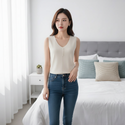 大码冰丝吊带背心女外穿夏季修身显瘦V领针织无袖打底衫内搭上衣