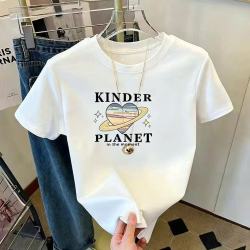 新款潮流宽松洋气减龄百搭短袖女t恤宽松纯色时尚T恤女