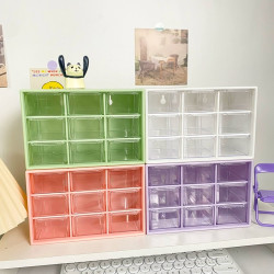 数家珍 Shujiazhen 数家珍 透明抽屉式分格桌面收纳盒 可壁挂式 学生宿舍杂物整理盒