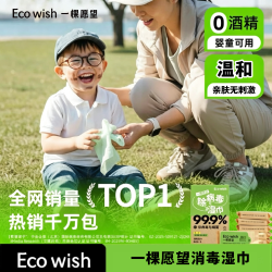 ecowish 除病毒湿巾0酒精迷你小包装亲肤温和便携达短