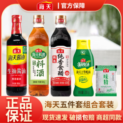 海天 家用厨房调味套装 生抽500ml 老抽500ml 酱油500ml 料酒500ml 蚝油500ml 香醋500ml 味精100g