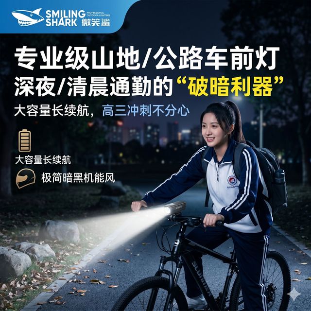 移动专享、移动端：微笑鲨 D2 自行车夜骑前灯 强光照明充电防水