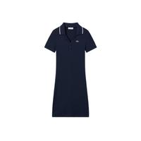 LACOSTE 法国鳄鱼女装时尚休闲纯棉短袖V领舒适百搭Polo修身连衣裙