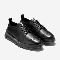 COLE HAAN 黑色布洛克雕花皮鞋春秋英伦风厚底商务休闲鞋通勤百搭增高女士鞋