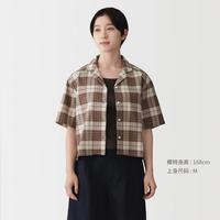 無印良品 MUJI 无印良品 女式 马德拉斯格纹短袖衬衫衬衣外套夏季女装