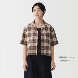 無印良品 MUJI 无印良品 女式 马德拉斯格纹短袖衬衫衬衣外套夏季女装