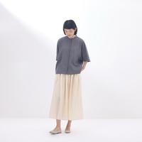 限尺码：無印良品 MUJI 女式 强捻立领短袖衬衫