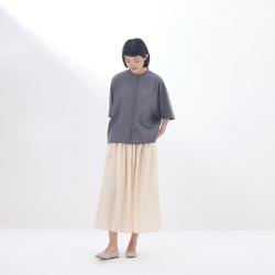 無印良品 MUJI 女式 强捻立领短袖衬衫