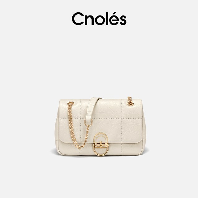 移动端：Cnolés 【链条菱格包】印象金丝皮单肩腋下斜挎女包 K105312B00166D