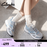 Clarks Axcel Walk女鞋新款拼接百搭运动鞋时髦复古休闲老爹鞋 灰色拼蓝色 261878754 38