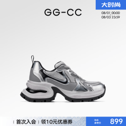 GG-CC 银色真皮厚底老爹鞋女脏脏鞋运动鞋 G23X4317 银色 37