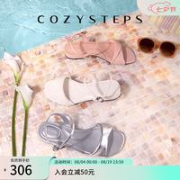 COZY STEPS 可至女士26夏季新款柔软透气羊皮低跟露趾沙滩扭结凉鞋 白色 39
