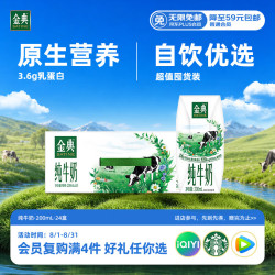 伊利 金典纯牛奶整箱 200ml*24盒 3.6g乳蛋白原生高钙 礼盒装
