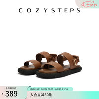 COZY STEPS 可至女士25春夏新款柔软透气牛皮平底沙滩凉鞋皮凉鞋 棕色 35