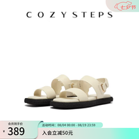COZY STEPS 可至女士25春夏新款柔软透气牛皮平底沙滩凉鞋皮凉鞋 米白 36