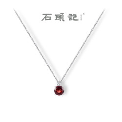 石头记 天然石榴石纯银项链女新中式锁骨链