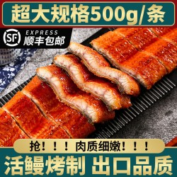 喵鲜岛 日式蒲烧鳗鱼新鲜碳烤鳗鱼饭鲜活河鳗加热即食鳗鱼500g整条可商用