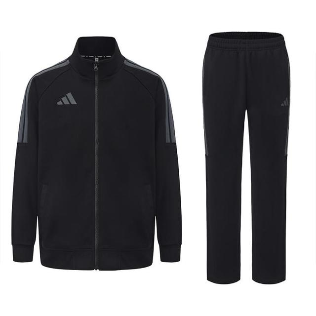 adidas 春秋户外运动休闲百搭运动套装夹克长裤两件套男女同款