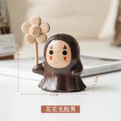 木易 摆件桌面木质龙猫解压治愈工位摆放无脸男檀木摆设 【黑檀木】无脸男 转钱花
