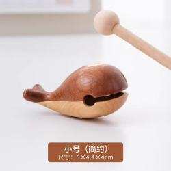 木易 实木雕刻乌檀木萨卡班甲鱼木鱼摆件解压敲击实木拼接创意 乌檀木小鲸鱼木鱼