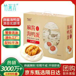 竹燕青 麻酱海鸭蛋礼盒70g*20枚不咸北海红树林即食熟烤咸鸭蛋蟹香绵密
