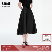 lime 朗姿/莱茵丝绒蝴蝶结伞摆高腰半裙小黑裙高质感2026秋季新款 黑色 L