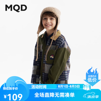 马骑顿 童装男童翻领外套 绿格 130