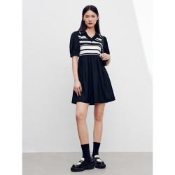 太平鸟 拼接条纹 女士连衣裙
