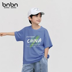 班纳班纳 男童纯棉t恤2025夏款宽松痞帅风男生短袖夏天童装 N涂鸦中国靛蓝 140