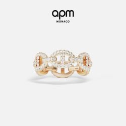 APM Monaco Maille Marine戒指女玫瑰金色链环时尚送人