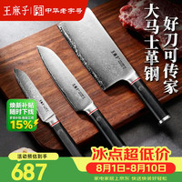 王麻子 菜刀 厨房专用切片切菜刀主厨水果刀家用刀具3件套