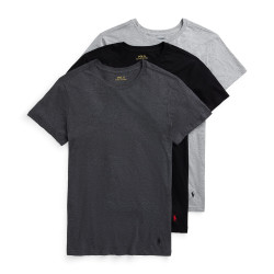 RALPH LAUREN Polo Ralph Lauren 保罗拉夫劳伦 男士 修身吸湿圆领汗衫 3 件装,黑色/灰色组合,Small