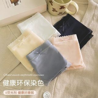 顶瓜瓜 冰丝抗菌无痕 黑色+蓝灰+黄色+粉色 M码 4条装 女士内裤