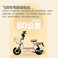 飞鸽 E75Plus新国标电动自行车长续航80KM 铅酸电池48V21Ah