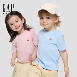 Gap 男女幼童2026春季新款小熊刺绣短袖T恤多色儿童装上衣894386
