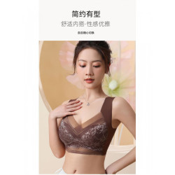 雅鹿 夏季薄款蕾丝连体文胸透气聚拢小胸