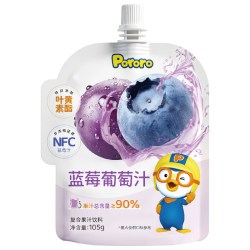 Pororo 啵乐乐 蓝莓葡萄汁 105g*4袋 儿童果汁饮料