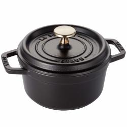 【破价】STAUB 珐宝 珐琅铸铁锅 圆形炖锅 1.2升 16cm 不粘涂层 感应加热兼容 黑色