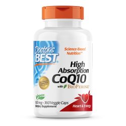Doctor's BEST 辅酶Q10补充剂 健康 心脏健康 360粒胶囊每瓶 无味 纯素 适合成人